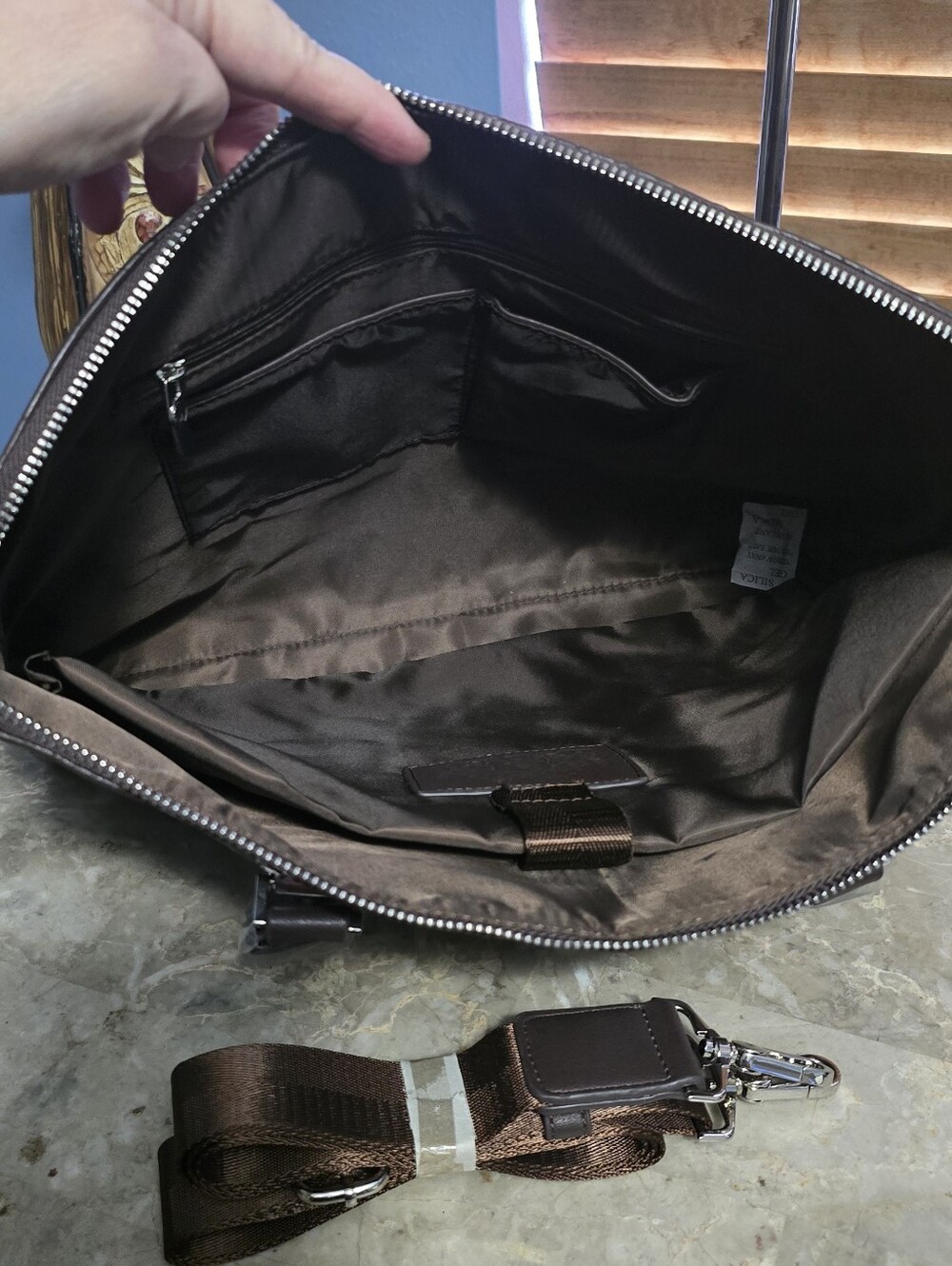 Baroque Royal Brown Vegan Leather Croc-Embossed Laptop Briefcase Bag - Picture 10 of 14